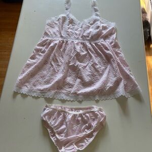 Vintage Pinehurst Lingerie Pink with floral design and Lacey straps and edges